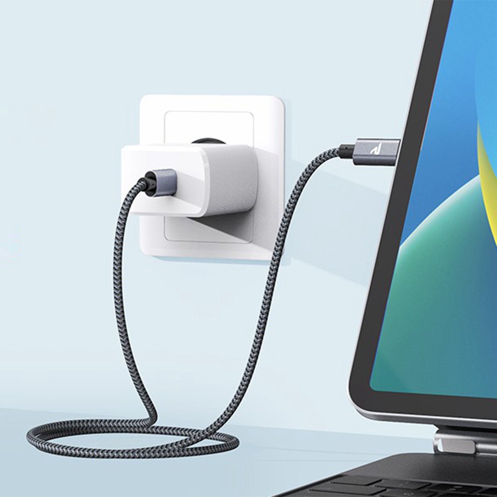 RAMPOW 1m USB-C to USB-C Charging Cable USB 2.0 65W Nylon Braided Laptop Tablet Phone Data Cable RAMPOW 1m USB-C to USB-C Charging Cable USB 2.0 65W Nylon Braided Laptop Tablet Phone Data Cable